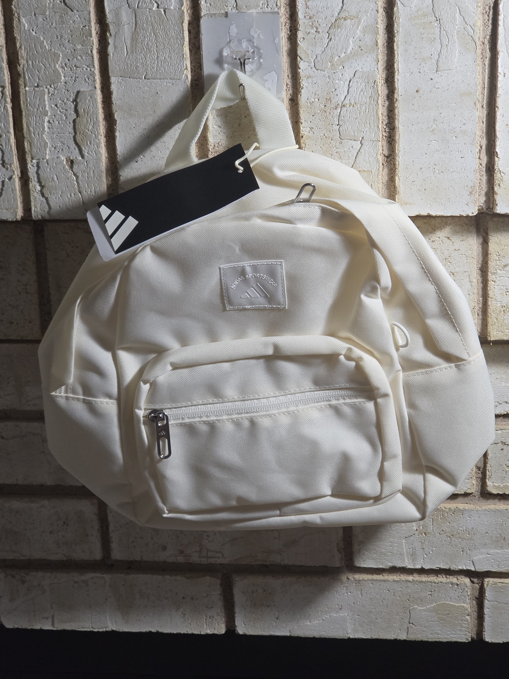 Brand New Adidas Cream Mini Backpack with Front Zip Pocket
